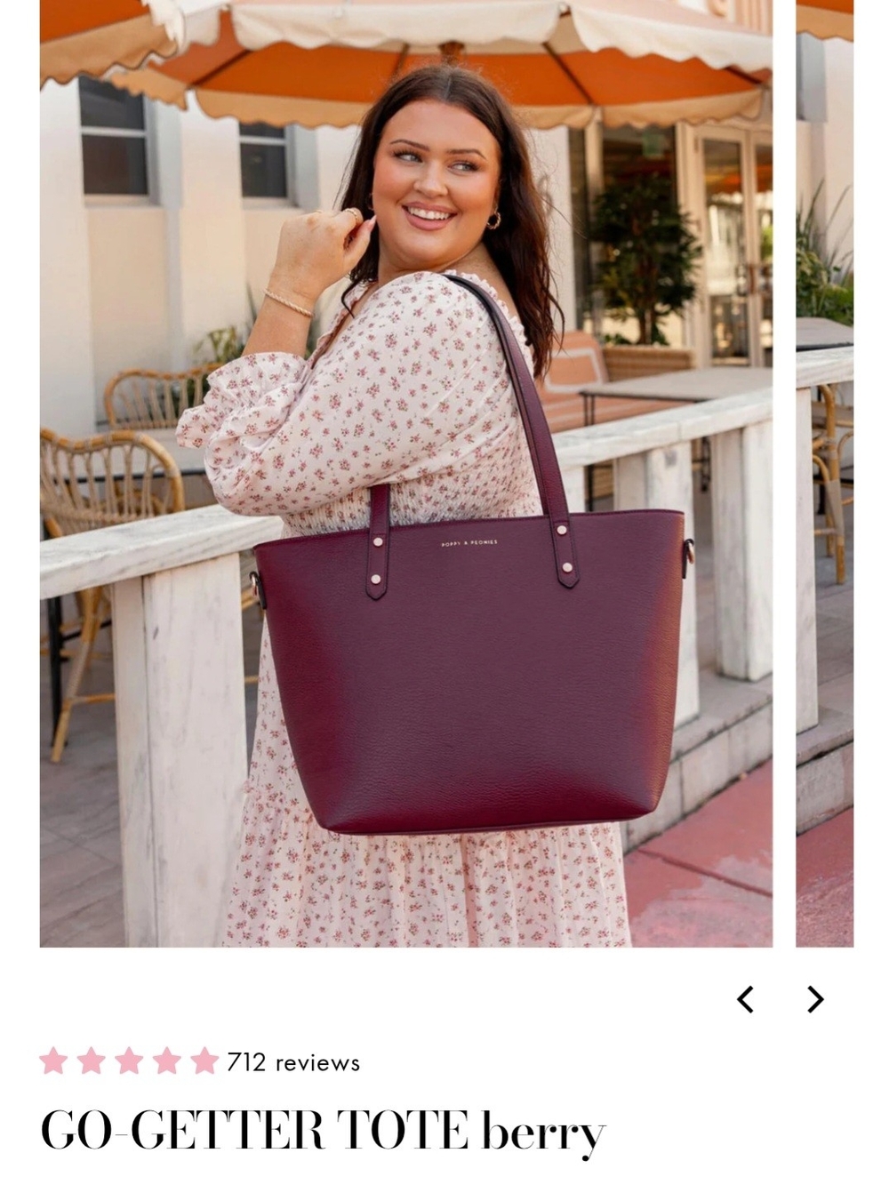 Poppy & Peonies Go-Getter Tote in Berry
